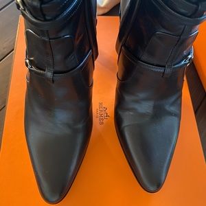 Hermes Sale Bookle Serie Boots Women 38 s Short Length Black Appa No.5817